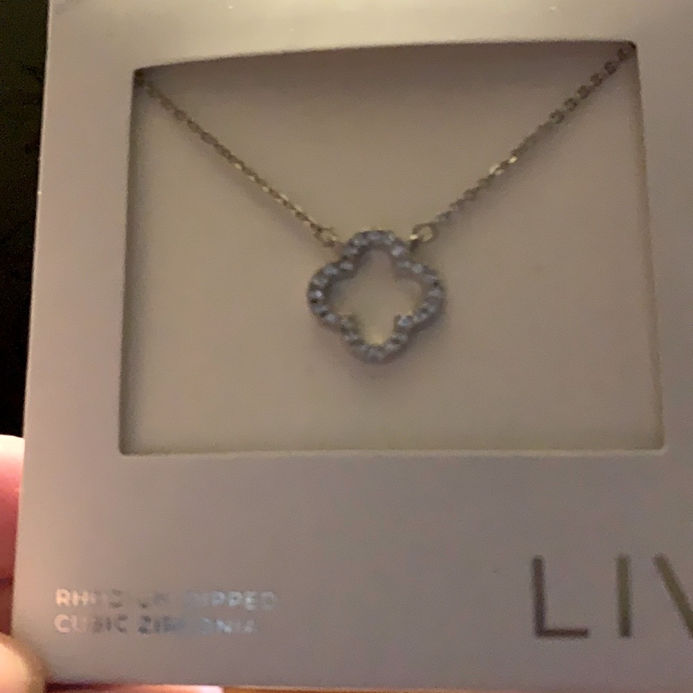 Rhodium dipped necklace with Cubic Zirconia.